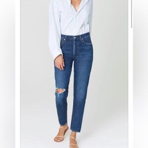 Citizens of Humanity Liya Classic in ‘Lowe’ with knee fray